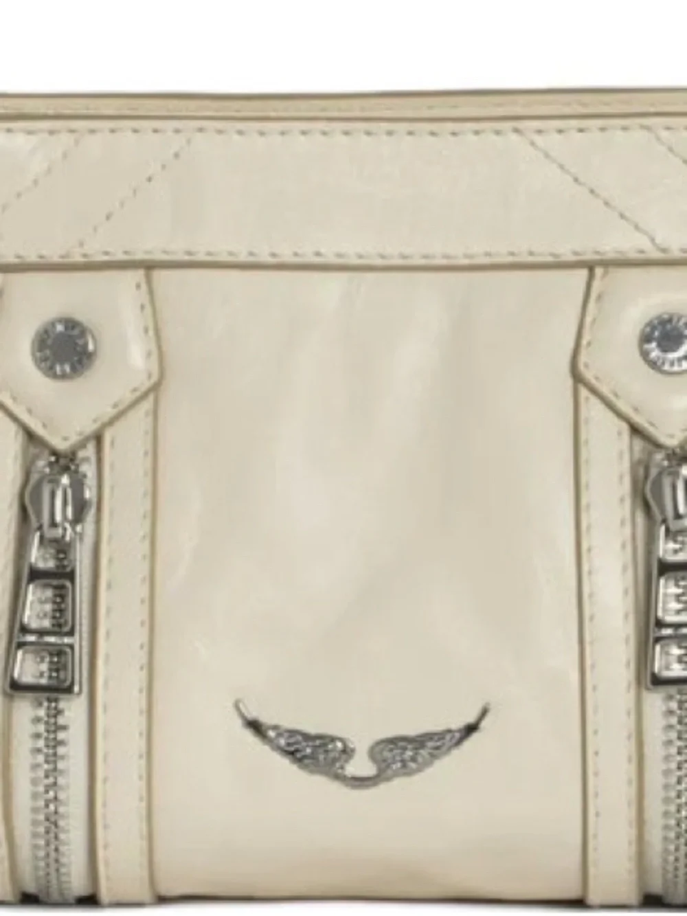 Zadig & Voltaire Cream Leather Zip-Detail Clutch - Picture 2 of 5